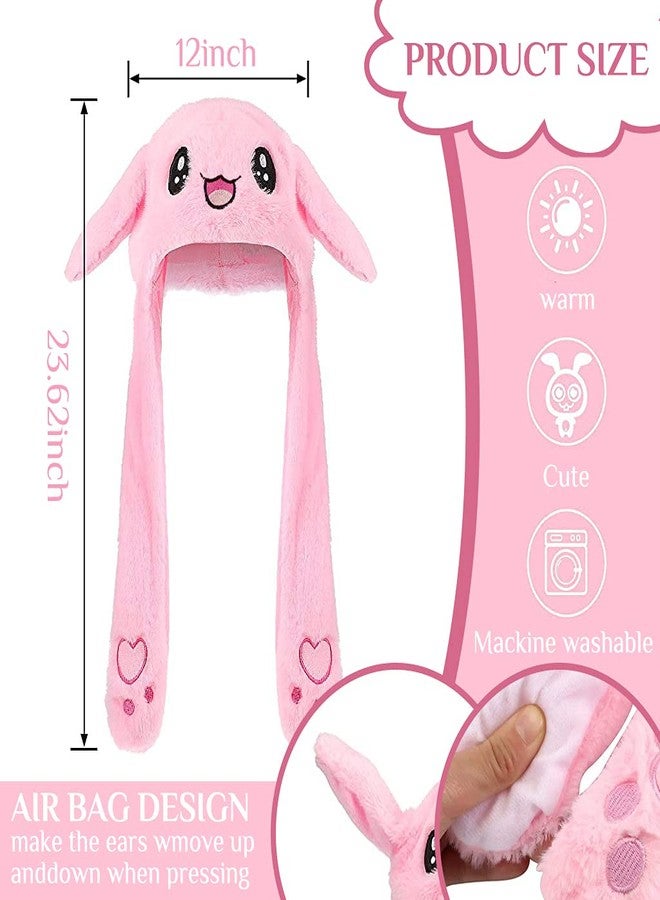 Optifit Plush Animal Bunny Dancing Ears Hat, Rabbit Moving Ear Flaps and Press Paws for Girls Women Kids,Pink - Image 3